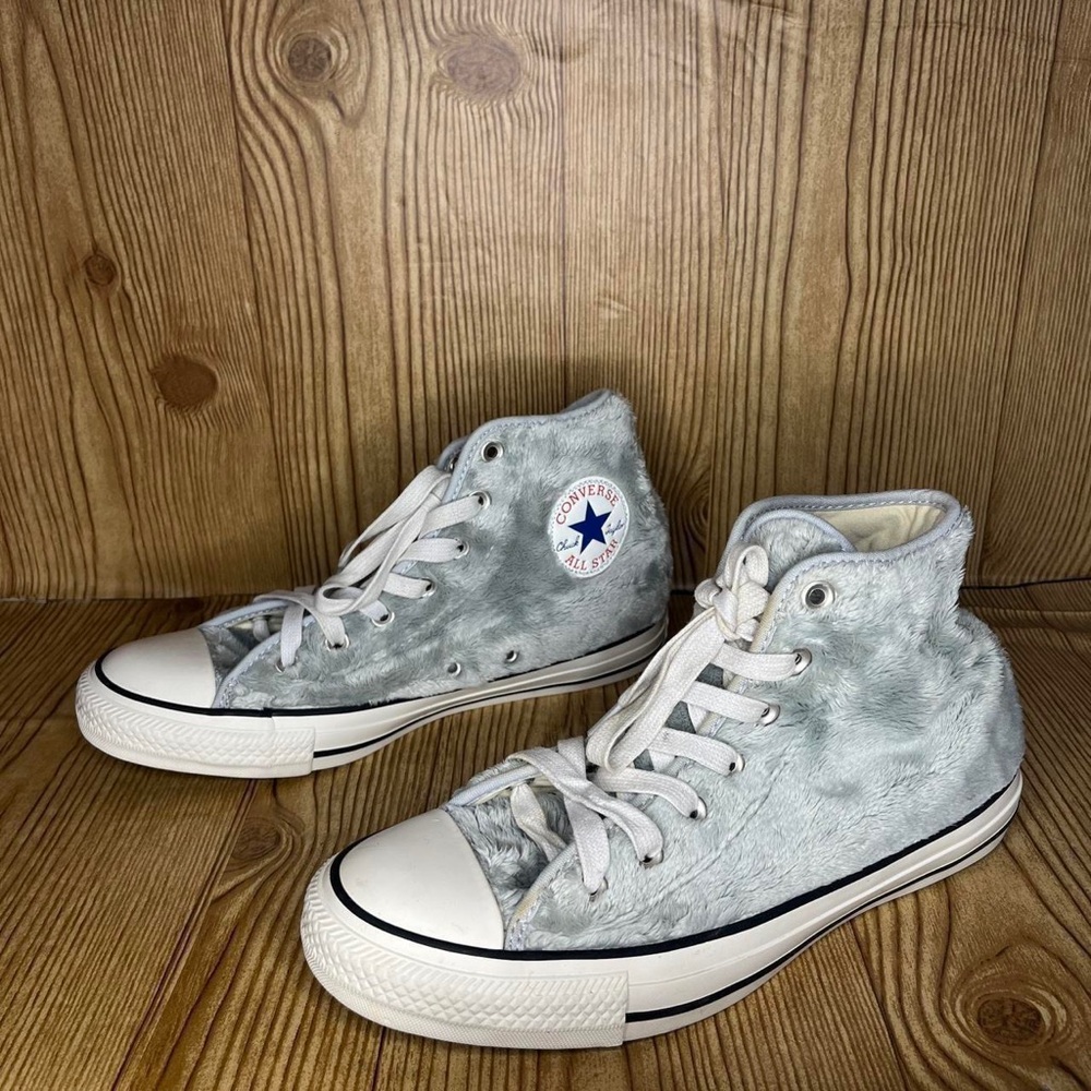 Converse Womens All-Star Hi Top Sneakers 8 Faux Fur wolf Gray Fuzzy 559015c